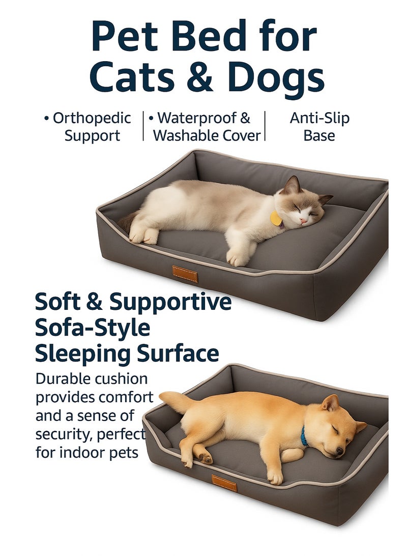 سرير للقطط، مقاوم للماء، مناسب للقطط الصغيرة والمتوسطة والكبيرة، سرير للقطط المنزلية، ناعم ومريح، سرير متعدد الوظائف للحيوانات الأليفة للنوم، قاعدة مانعة للانزلاق قابلة للغسل (رمادي - كبير) - Image 4